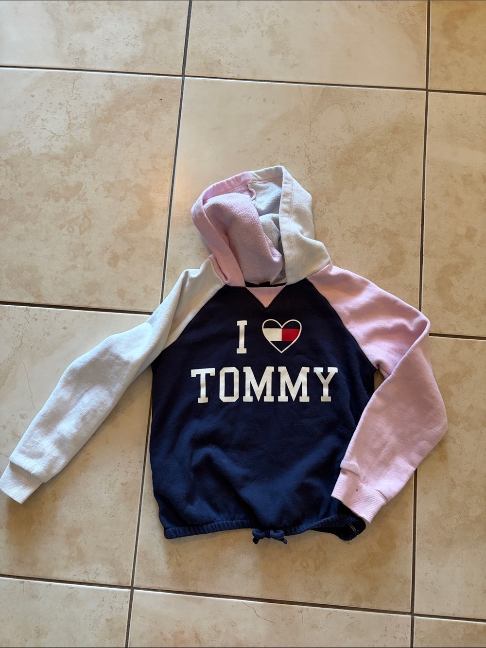 Tommy Hilfiger Navy, Pink & White Colorblock Hoodie
